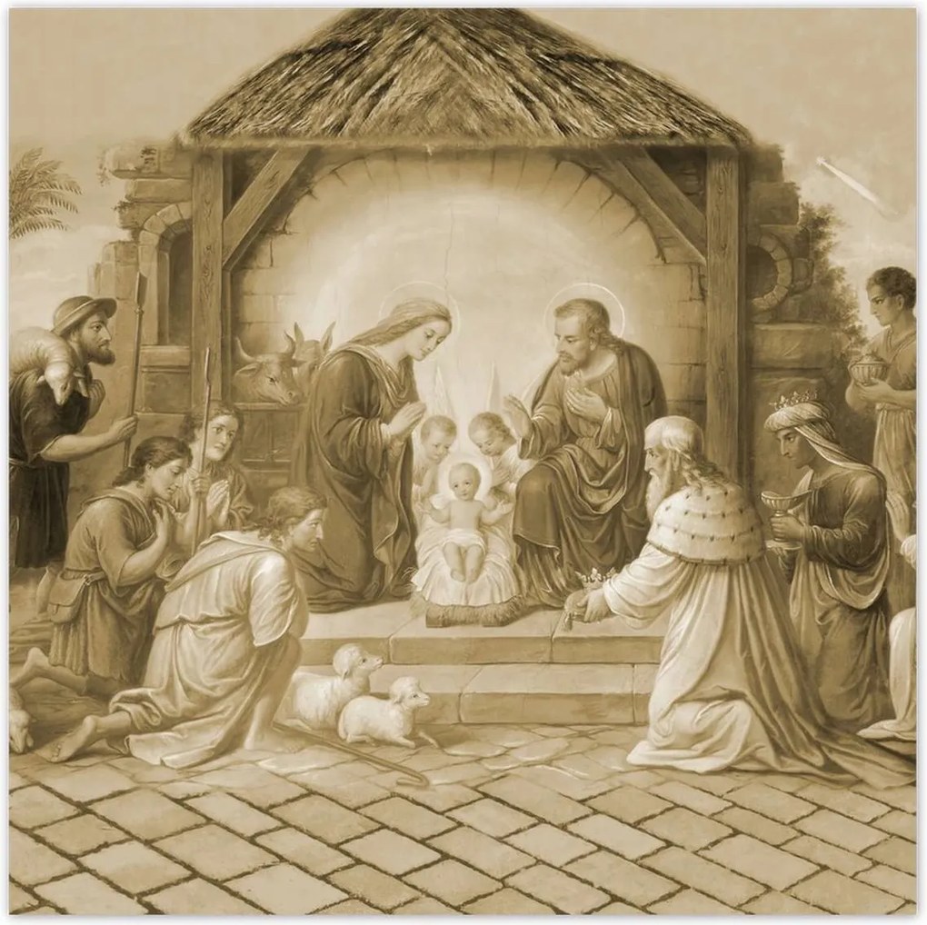 Poszterek 100x100 Szépia színű jászol