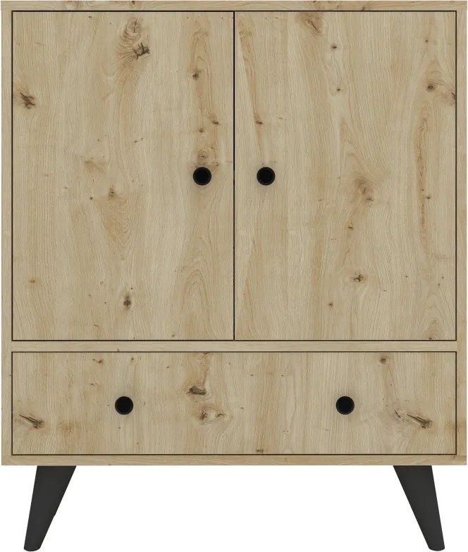 Malta 3 ajtós TV-szekrény, Artisan tölgy, 75 x 30 x 90 cm