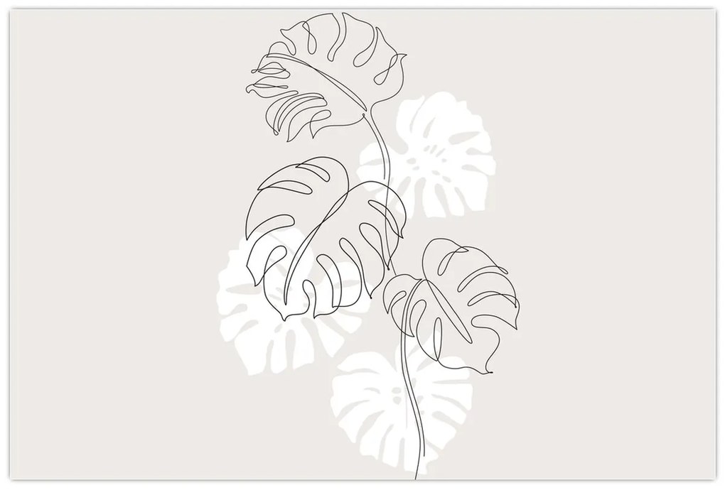 Kép - Vonalkép monstera N⁰3 (90x60 cm)