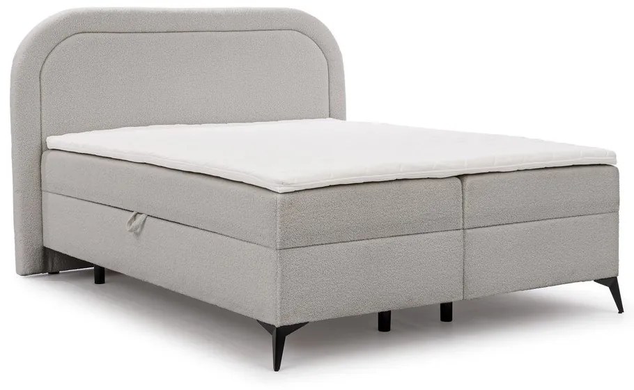 Világosszürke ágyneműtartós boxspring ágy 180x200 cm Ornes – Ropez