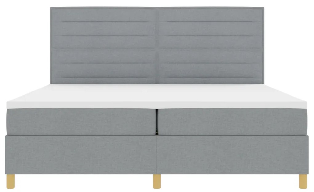 Boxspring Ágy Matraccal és LED Fénnyel Világosszürke 200x200 cm Szövet