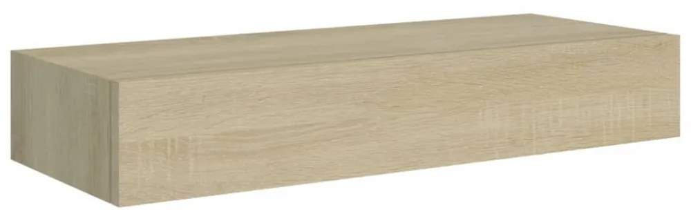 2 db tölgyszínű MDF falra szerelhető fiókos polc 60x23,5x10 cm