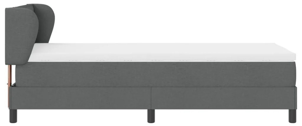 Boxspring Ágy Matrac nélkül - Sötétszürke, 90x190 cm, Szövet
