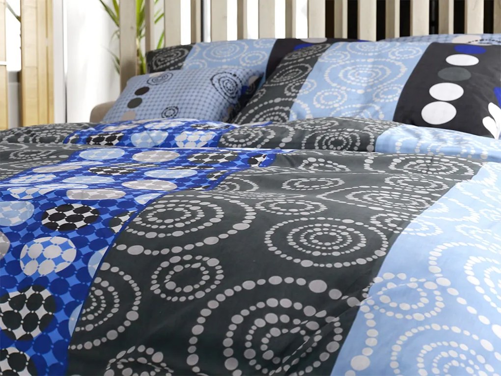 Pamut ágyneműhuzat CIRCLES BLUE, kék Ágyneműhuzat mérete: 70 x 90 cm | 140 x 200 cm
