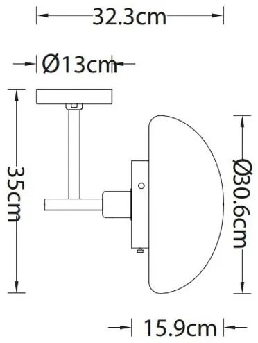 Lámpa Fali lámpatest LAMIA 2, 3759, max250V, 50/60Hz, 1*E27, max.40W, IP20, átmérő 30, 6 cm, fekete/arany