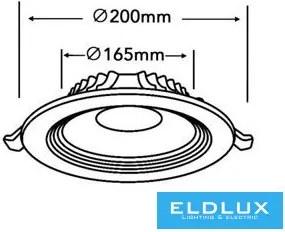 UNIVERSO LED süllyestett lámpa 18w 1700lm 4000K 120° IP20 Fehér D165mm Kivágás:D200mm 3 év