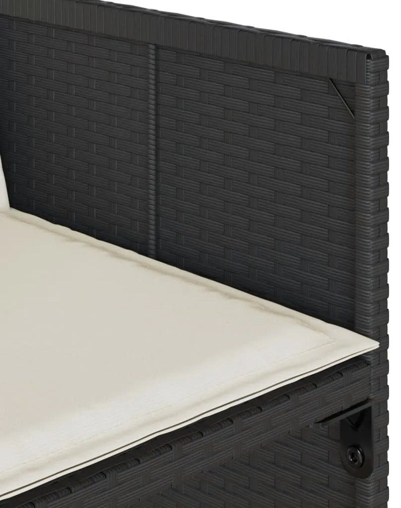 13 részes fekete polyrattan kerti ülőgarnitúra párnákkal