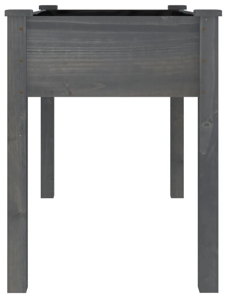 szürke tömör fenyőfa kerti ültetőláda béléssel 118 x 59 x 76 cm