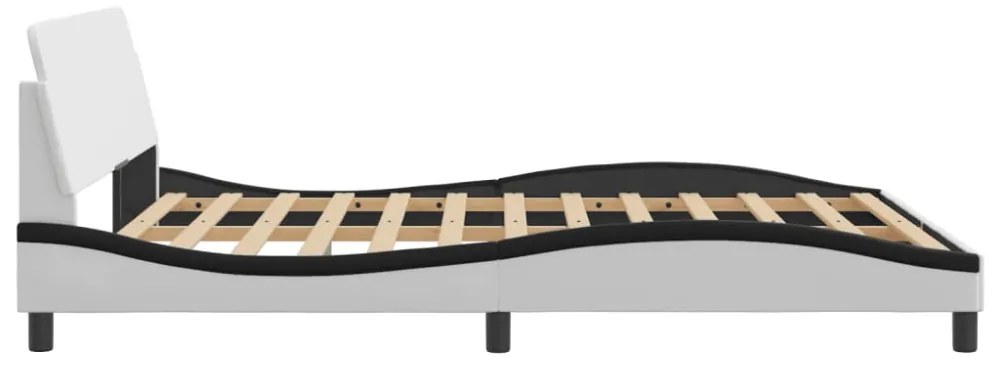 fehér és fekete műbőr ágykeret Dover 160 x 200 cm