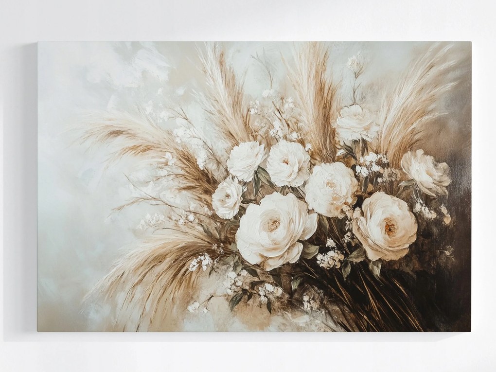 Poszter Csokor Fű Bazsarózsa Rózsa Kompozíció Boho 120x80