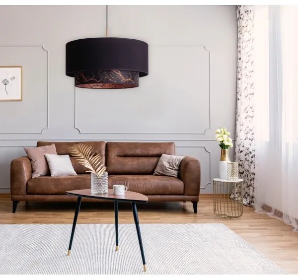 Duolla - Csillár zsinóron NANTES 1xE27/15W/230V á. 45 cm fekete/réz