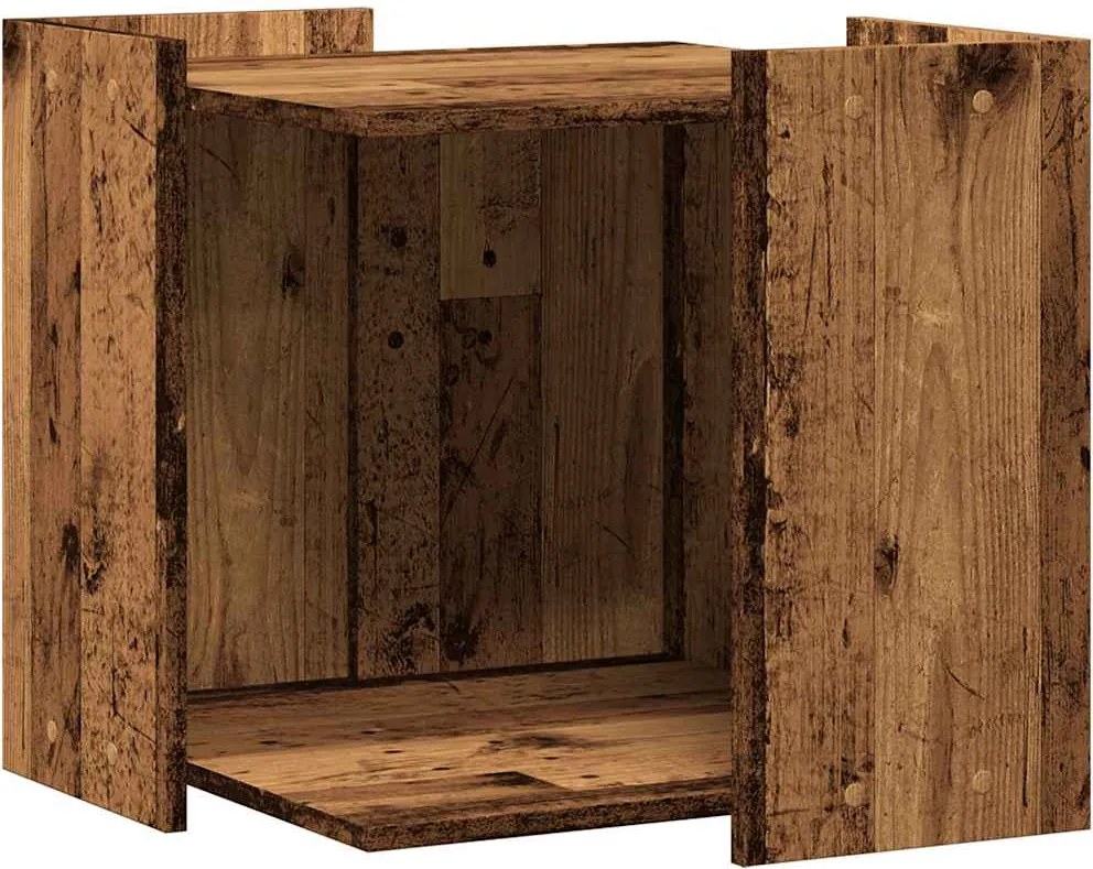 vidaXL antik fa színű szerelt fa macskaalomdoboz 53 x 53 x 51 cm