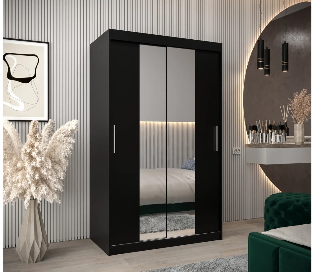 Ruhásszekrény 120 cm Toki 1 (matt fekete + matt fekete). 1064892
