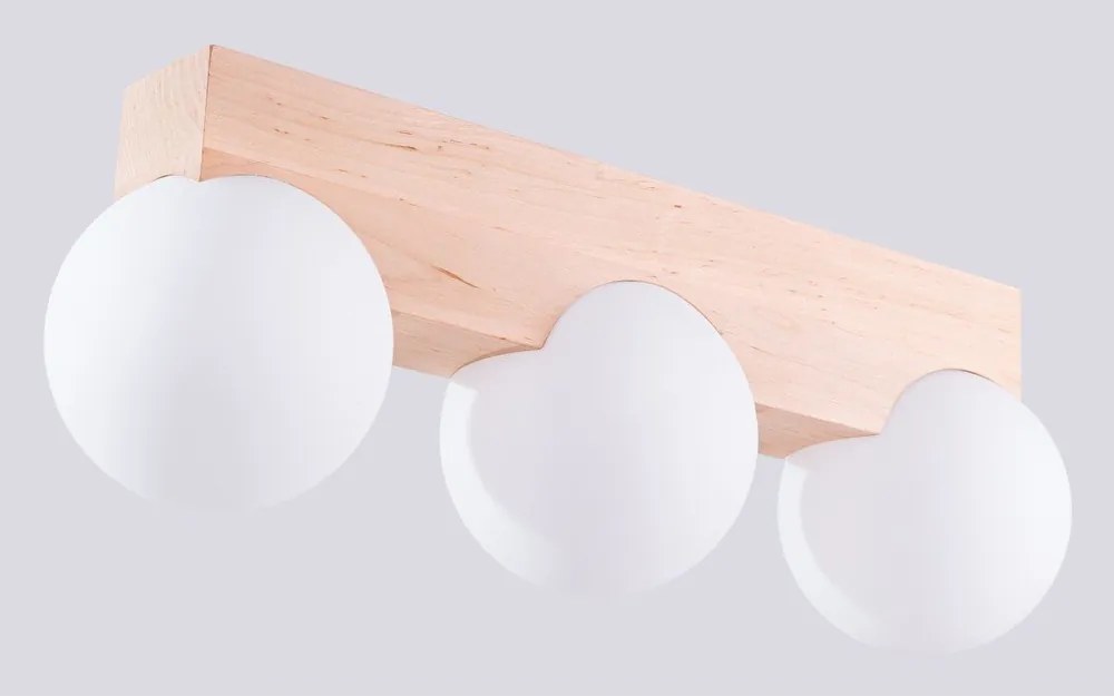 Fehér-natúr színű mennyezeti lámpa üveg búrával ø 12 cm Solum – Sollux