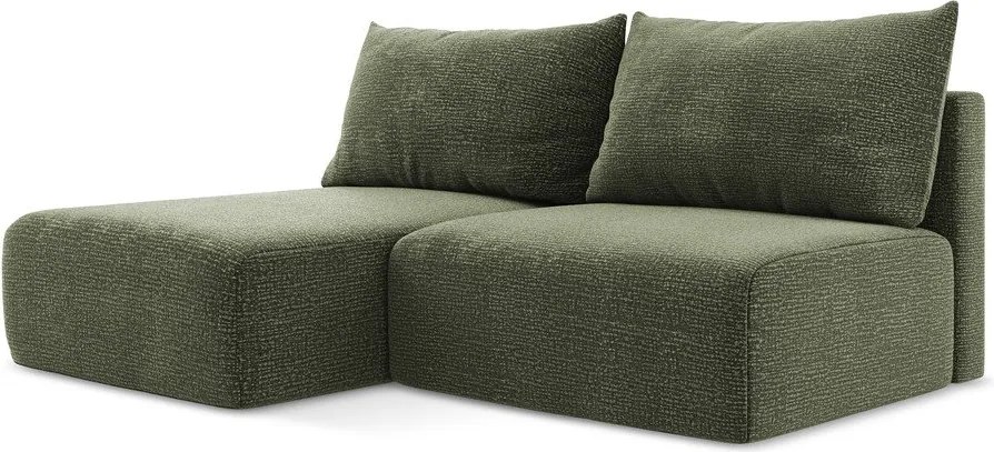 Zöld kinyitható-tárolóhelyes sarokkanapé (bal oldali) Kalena – Makamii