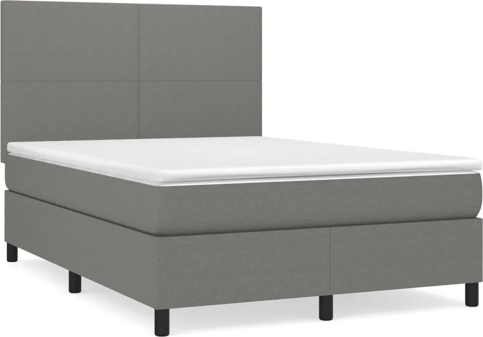 vidaXL sötétszürke szövet rugós ágy matraccal 140 x 190 cm