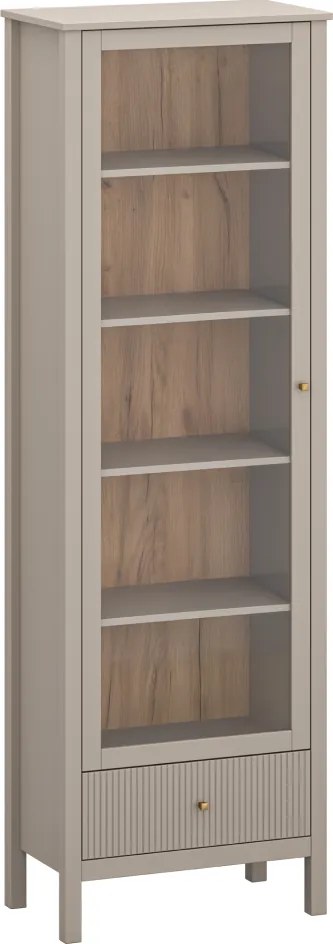 Vitrin, szürkésbarna Taupe/craft arany tölgy, KLIO 1W1S