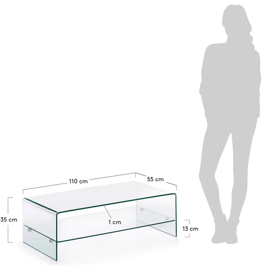 Üveg dohányzóasztal 55x110 cm Burano – Kave Home