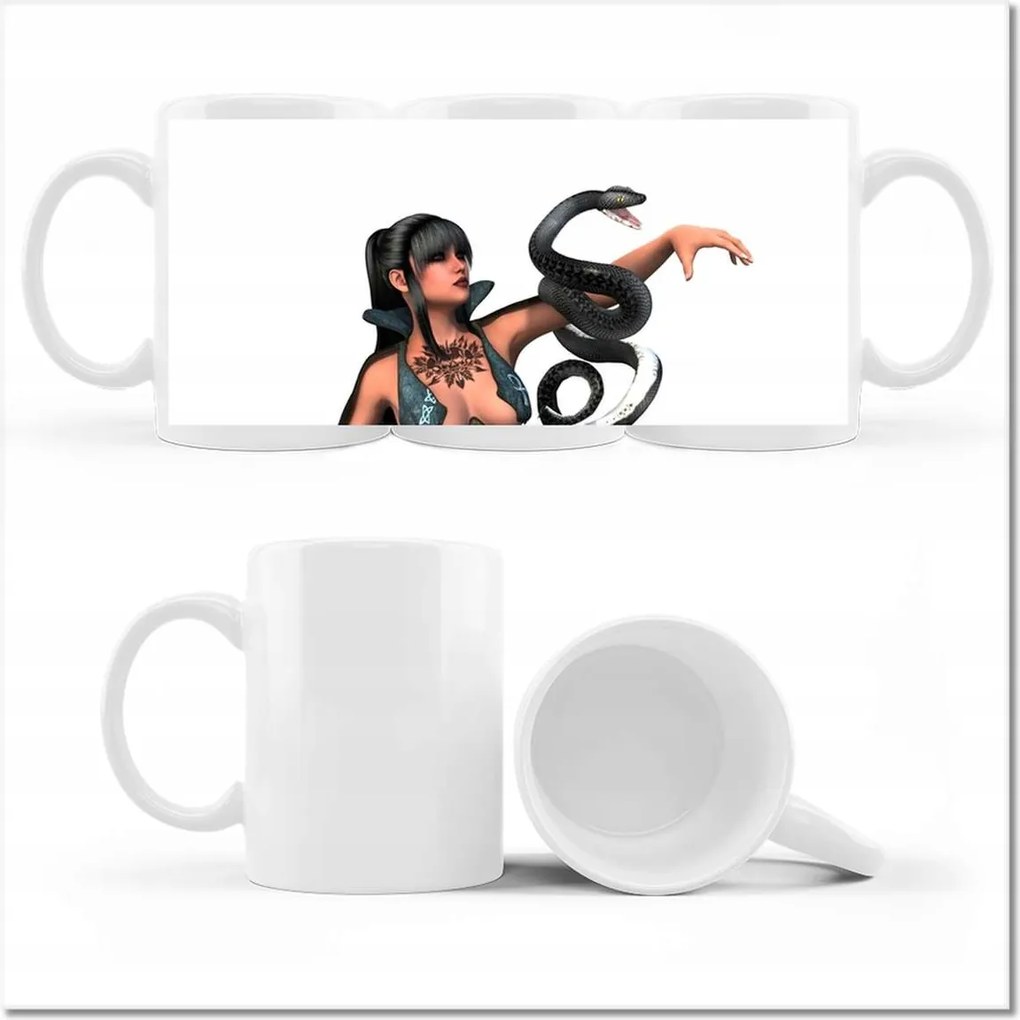 Fényképes bögre Lány kígyóval
