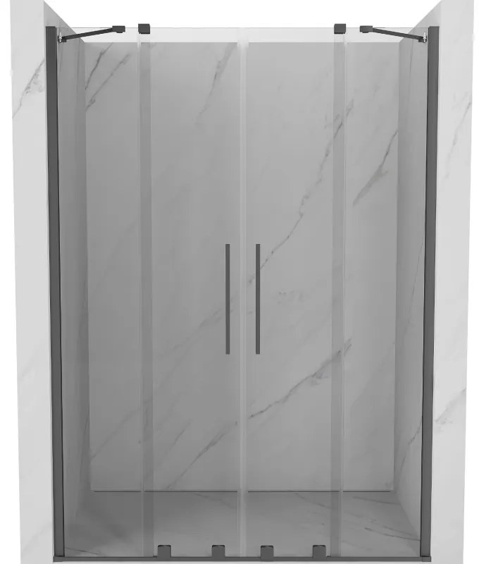 Mexen Velar Duo, tolózuhanyajtó nyitáshoz 160 cm, 8 mm átlátszó üveg, polírozott grafit, 871-160-000-02-95