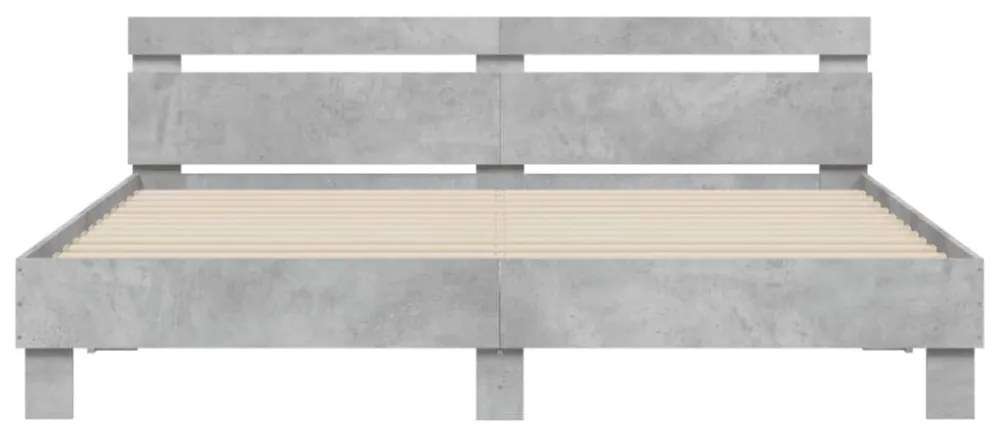 betonszürke szerelt fa ágykeret fejtámlával 160x200 cm