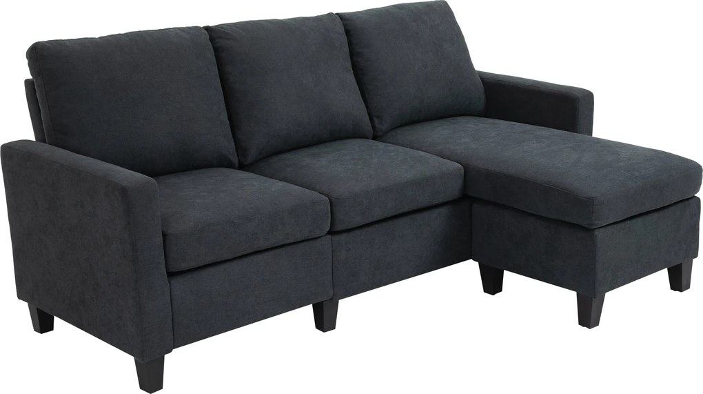HOMCOM Sarokkanapé Ággyá Alakítható Funkcióval, 3 Személyes Kanapé Párnákkal, L-Alakú Kanapé Nappalira, Hálószobába 197 x 139 x 91 cm, Poliészter, Söt