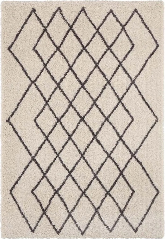 Szürke krémszínű vastag shaggy szőnyeg nappaliba,boho mintás 200x290cm