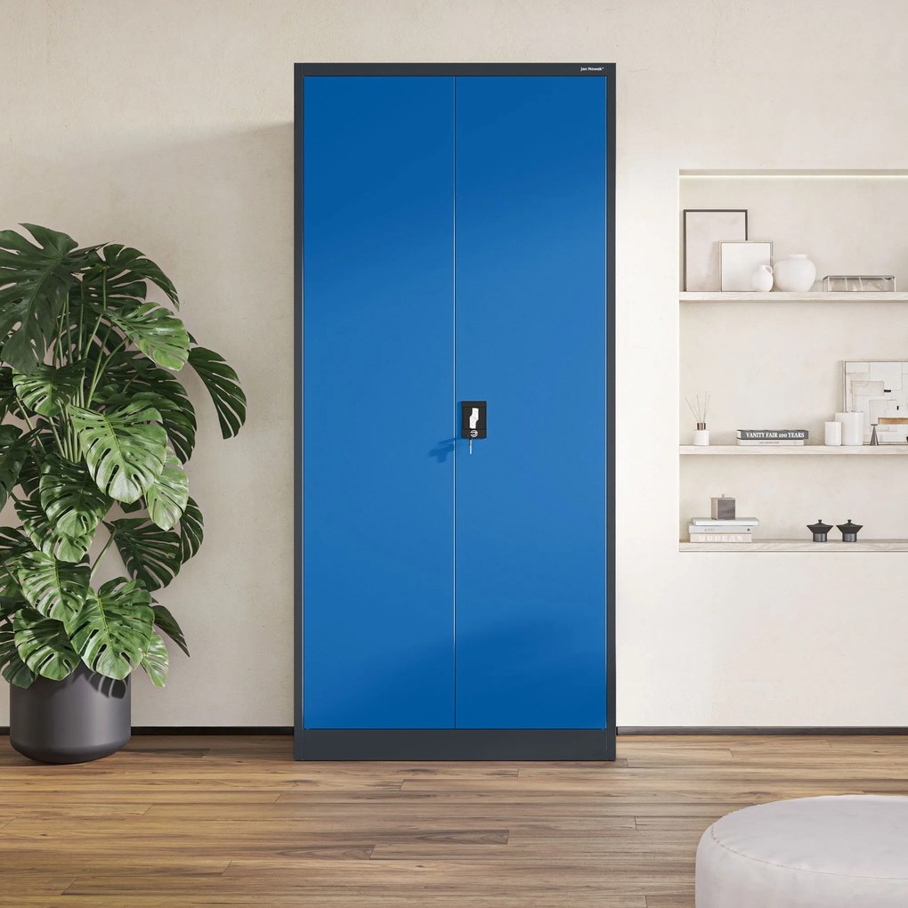 Fém iratszekrény JAN H, 900 x 1950 x 400 mm, antracit-kék