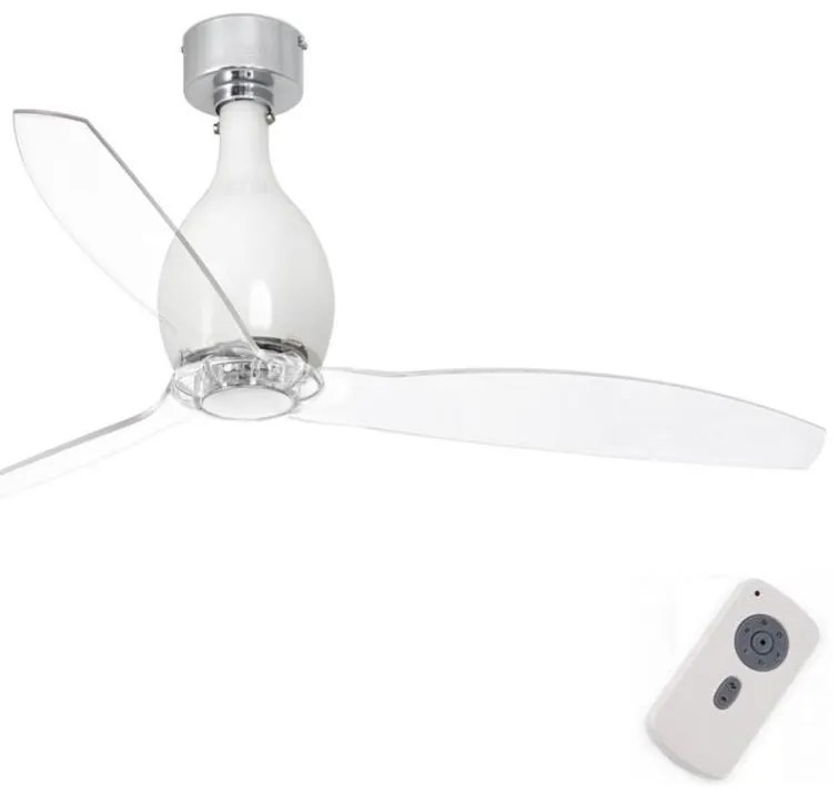 FARO 32020 - Mennyezeti ventilátor MINI ETERFAN fehér/átlátszó á. 128 cm + távirányító