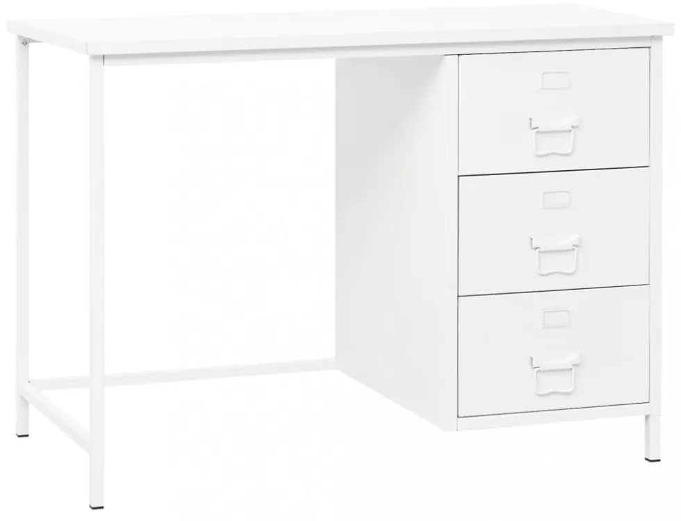 fehér acél ipari stílusú íróasztal fiókokkal 105 x 52 x 75 cm