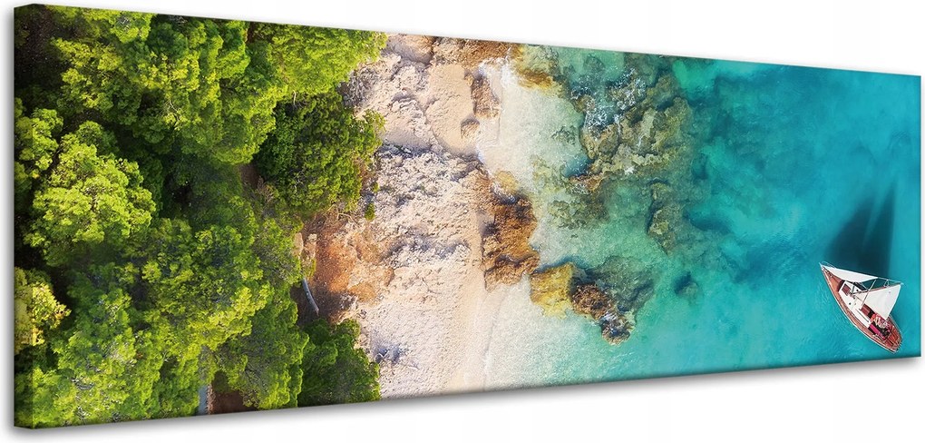 Vászonkép Tengerpart Erdők Víz Sziklák Tengerpart 120x40 cm