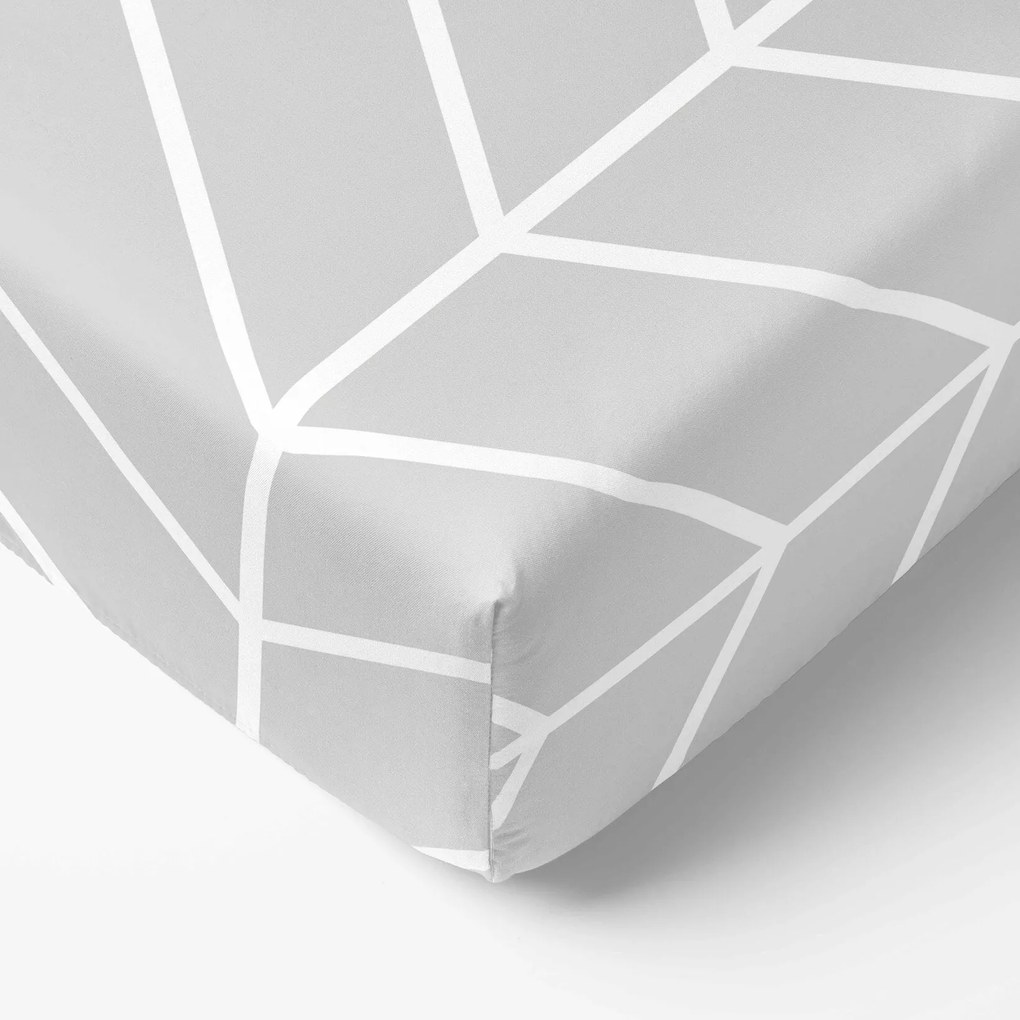 Goldea pamut gumis lepedő - fehér cikkcakk szürkén 200 x 200 cm