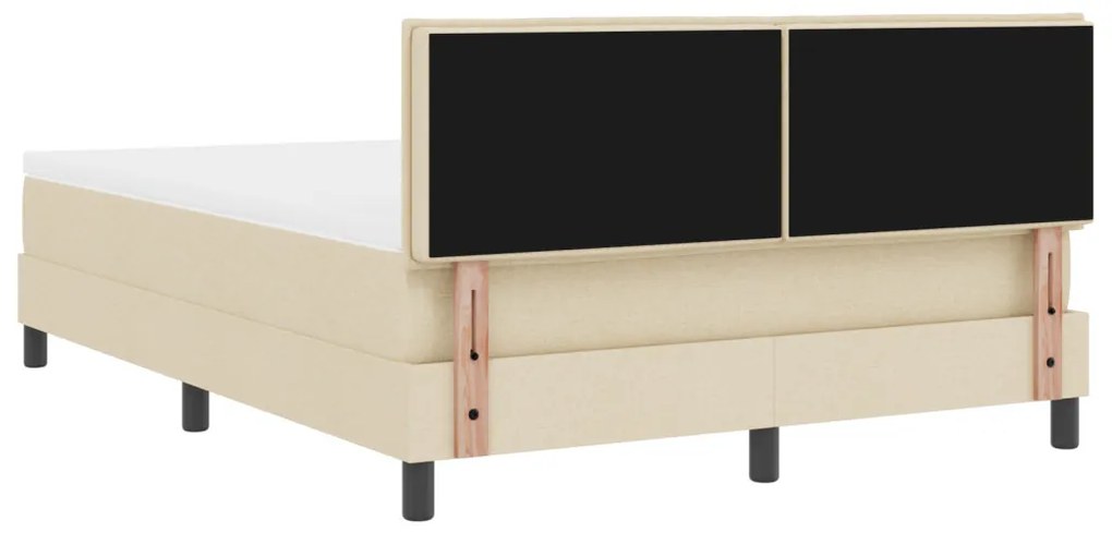 Boxspring Ágy Mattal és LED-del Krém 140x200 cm Szövet