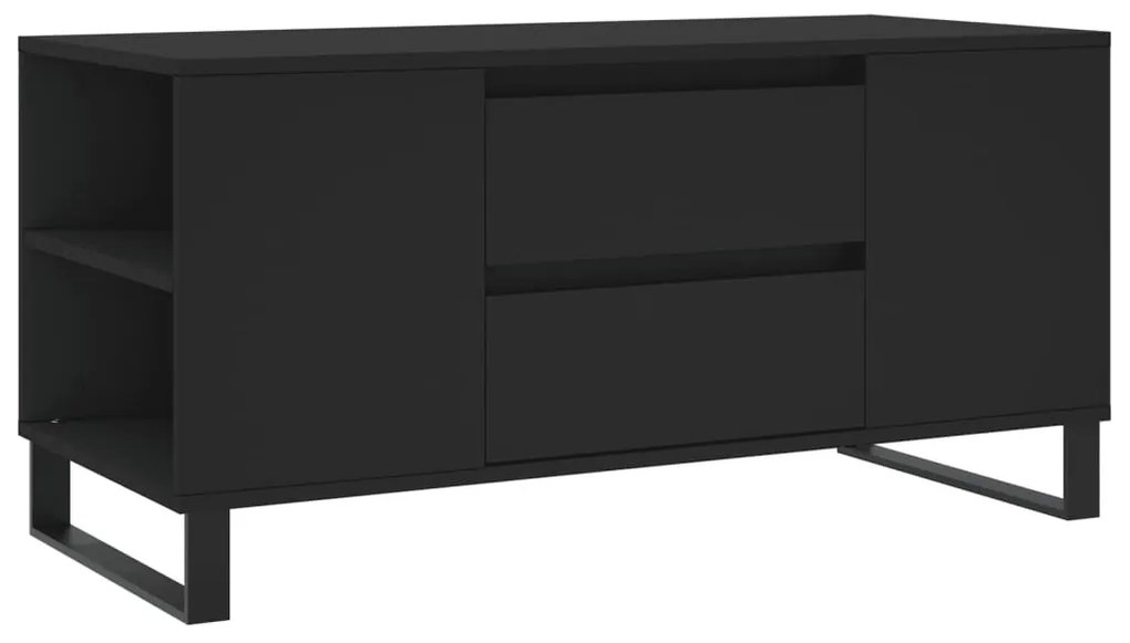 Fekete szerelt fa dohányzóasztal 102x44,5x50 cm