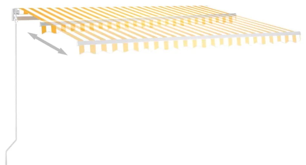 sárga-fehér automata szélérzékelős és LED-es napellenző 4,5x3 m