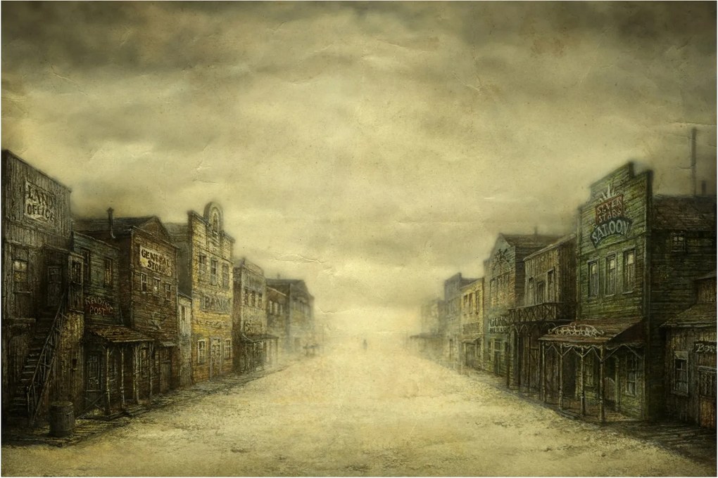 Egy nyugati város képe (90x60 cm)