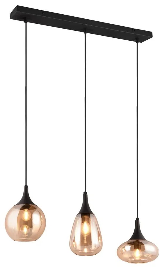 Fekete-narancssárga függőlámpa üveg búrával Lumina – Trio