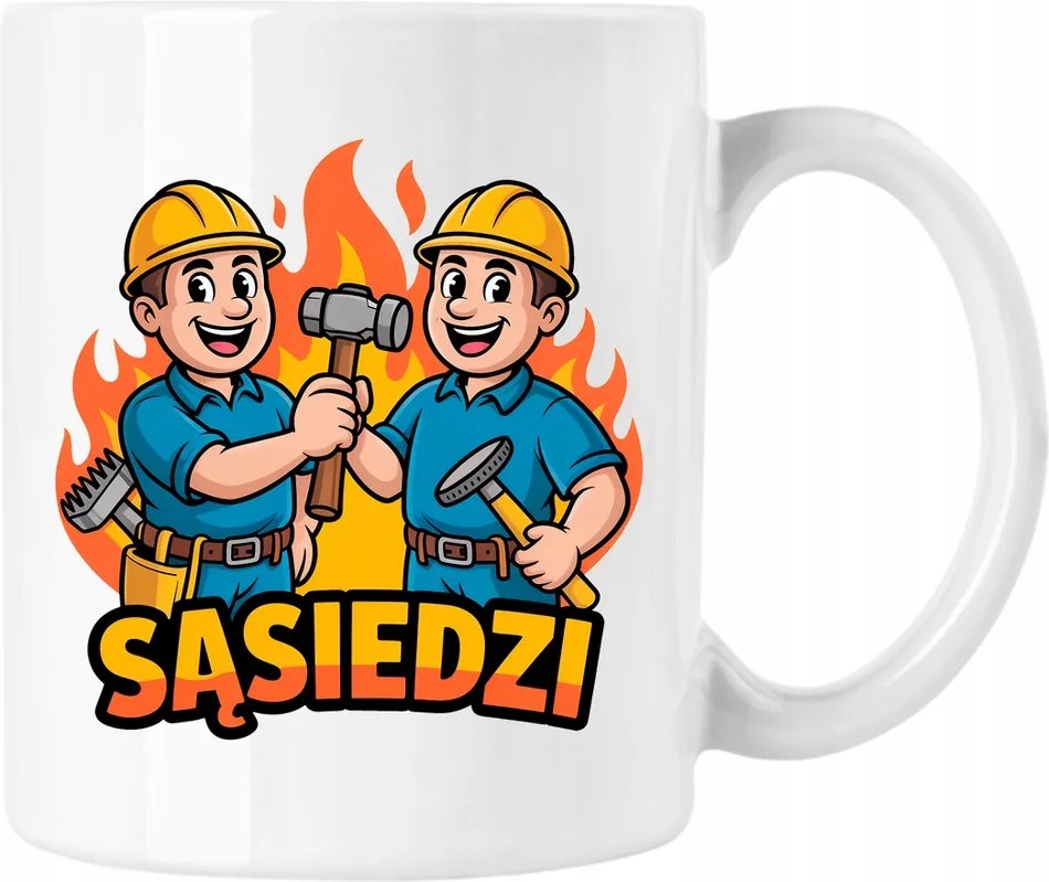 Bögre szomszédok építkezés mém 1 Fehér 330ml