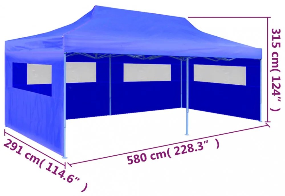 kék összecsukható pavilon 3 x 6 m