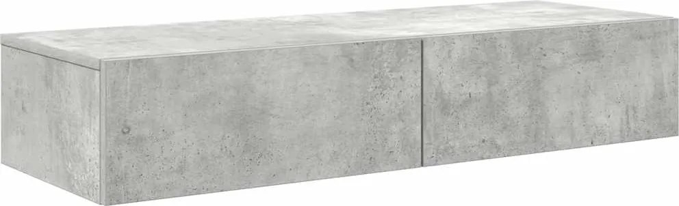 vidaXL Falipolc fiókokkal betonszürke 100x36x19 cm műszaki fa