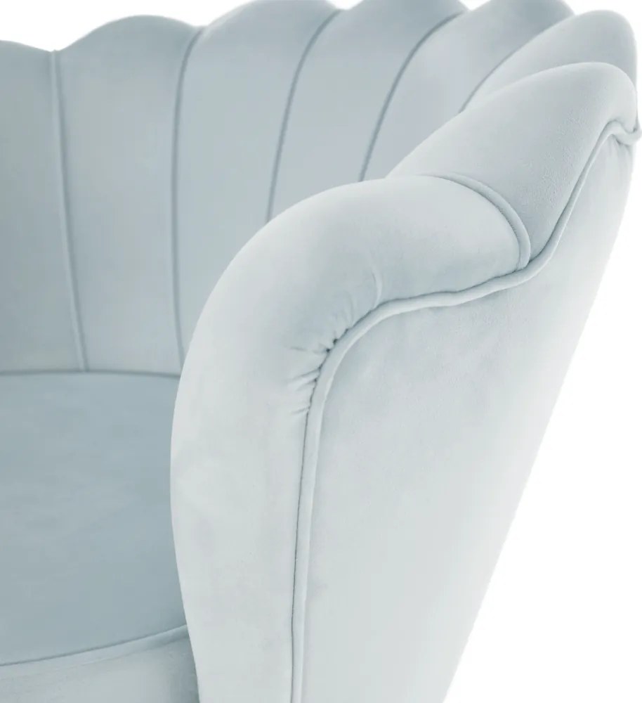 Fotel Art-deco stílusban, szürke-kék Velvet anyag/gold chróm-arany, NOBLIN