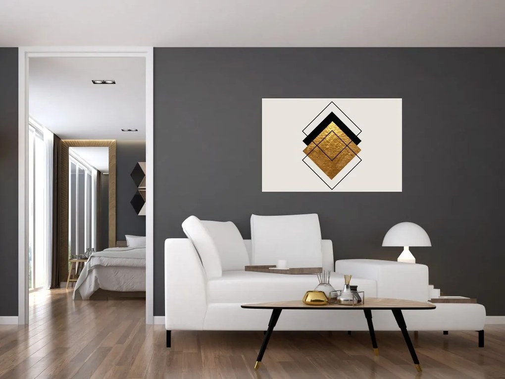 Kép - Absztrakció arany és fehér N⁰1 (90x60 cm)