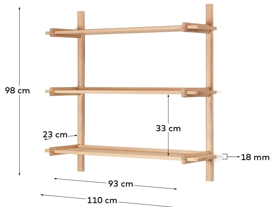 Natúr színű tölgyfa moduláris polcrendszer 110x98 cm Sitra – Kave Home