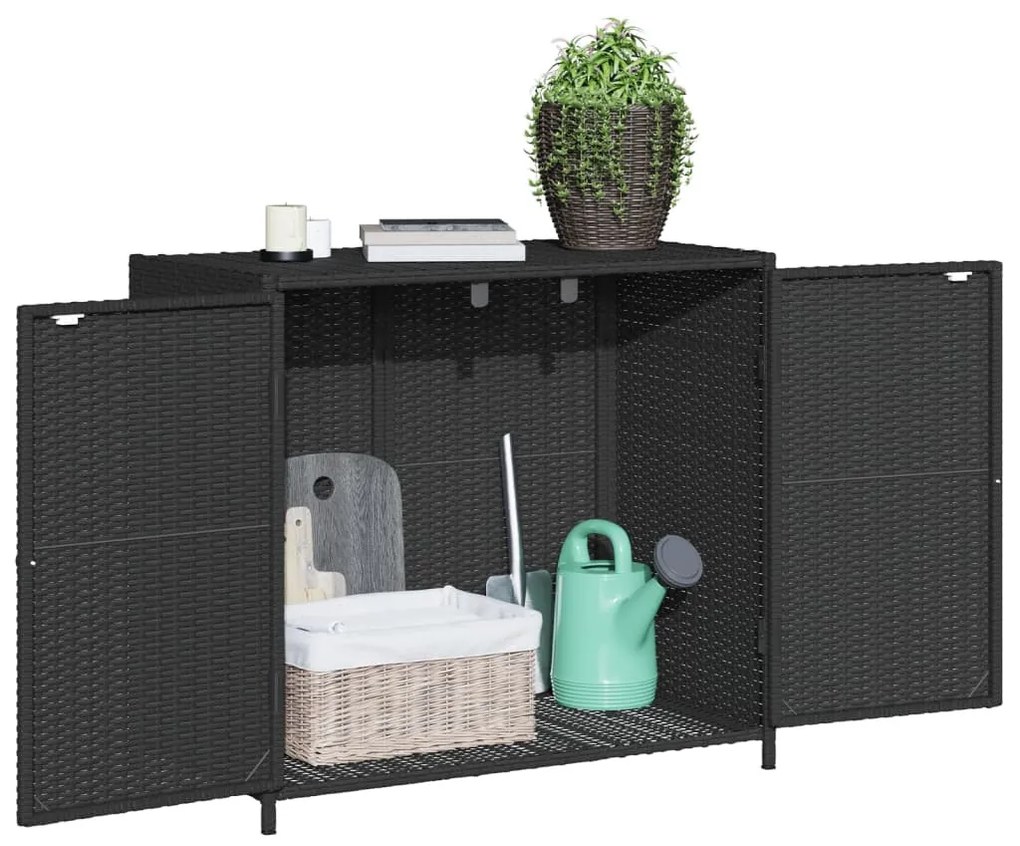 fekete polyrattan kerti tárolószekrény 83 x 45 x 76 cm