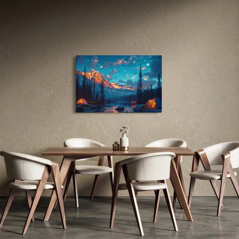 Kép - Kempingezés a hegyekben (90x60 cm)
