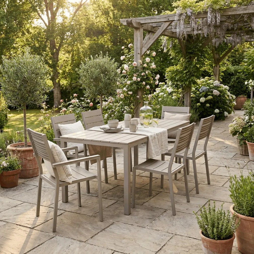 Kerti bútor garnitúra 156x78x74 cm, polywood, bézs, AZS-B1656 CRM