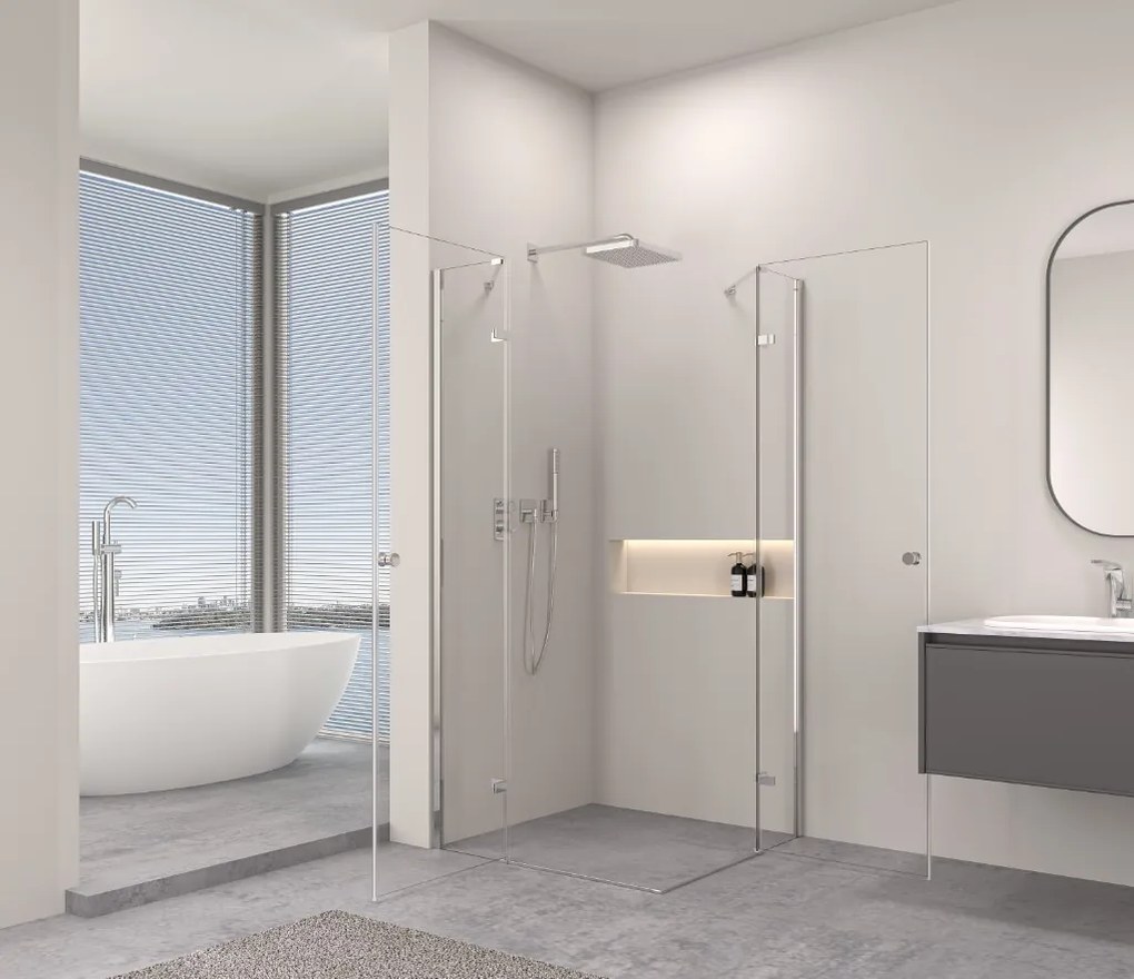 Erga Bern Dupla, zuhanykabin 2 szárnyas ajtókkal 80 (ajtó) x 120 (ajtó) x 195 cm, 6mm átlátszó üveg, króm profil, ERG-V02-BERN-D080D120-CL-CR