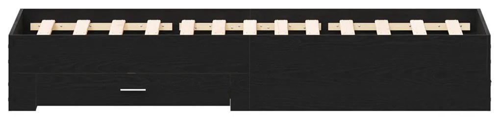 Ágykeret Fiókokkal Fekete Tölgy 120x200 cm Műanyag Fa