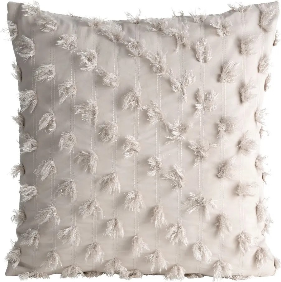 Dekoratív párnahuzat Aurelia 45x45 bézs pomponok fényes cérnával