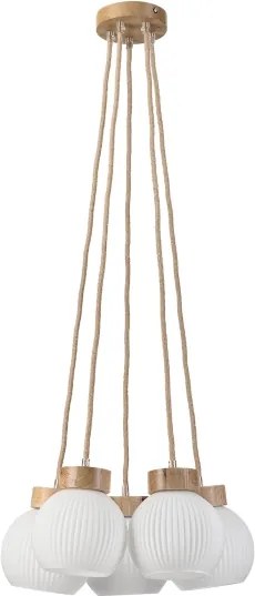 LOOMIS zsinóros csillár, 5×E27/15 W/230 V, 83 cm, bézs/tölgy